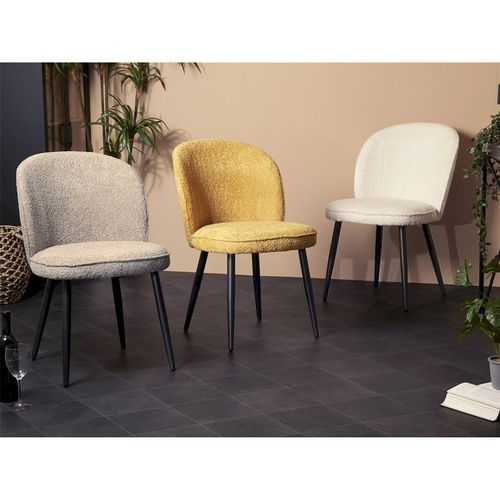 Chaise Design Tissu Alpaga Vison Pieds Noirs Élégance Moderne