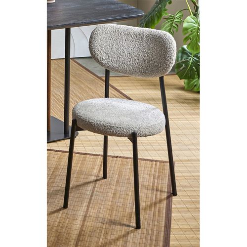 Chaise Design En Tissu Bouclette Beige Confort Et Élégance