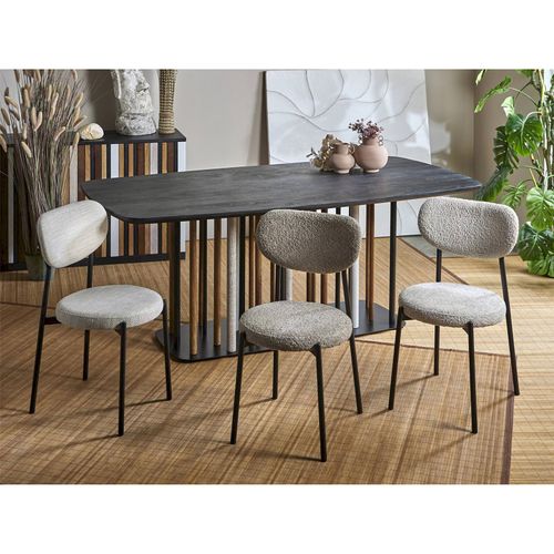 Chaise Design Tissu Doux Taupe Structure Métal Moderne