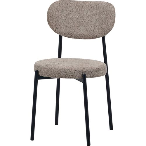 Chaise Design Tissu Doux Taupe Structure Métal Moderne