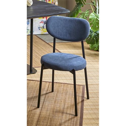 Chaise Design Bleu Assise Confortable En Métal Et Tissu