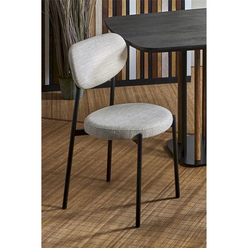 Chaise Design Naturel Assise Confortable En Métal Et Tissu