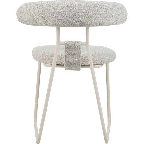 Chaise Design Beige Confort En Métal Et Tissu Doux