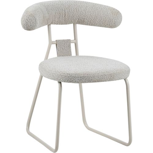 Chaise Design Beige Confort En Métal Et Tissu Doux