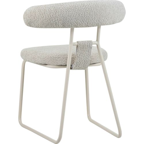 Chaise Design Beige Confort En Métal Et Tissu Doux