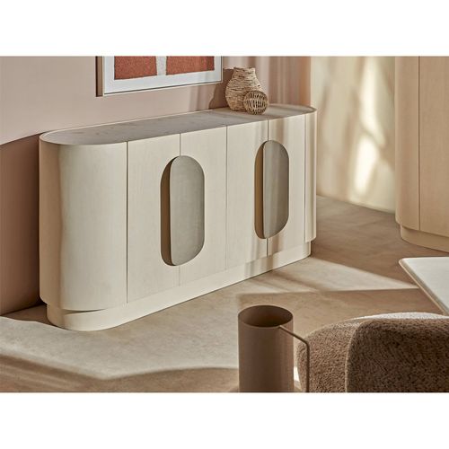 Buffet En Bois De Manguier Et Marbre Finition Naturelle Élégante