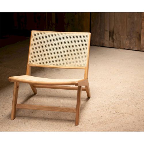 Fauteuil En Bois De Chêne Style Bali Assise Tressée Naturelle