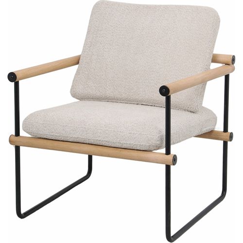 Fauteuil Design Beige Assise Confortable En Bois Et Métal