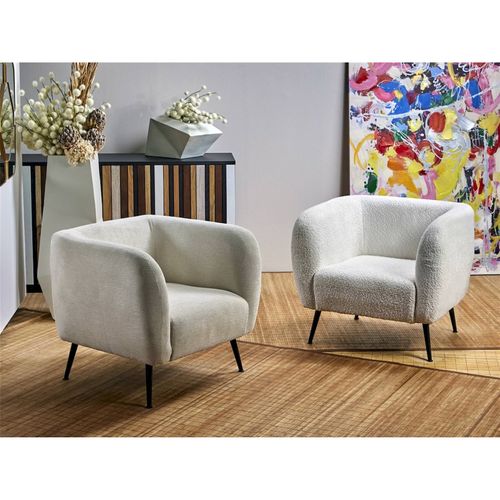 Fauteuil Bouclette Blanc Cassé Confort Et Design Contemporain