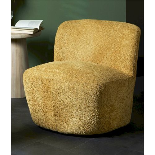 Fauteuil Lounge Moelleux Couleur Moutarde Design Contemporain