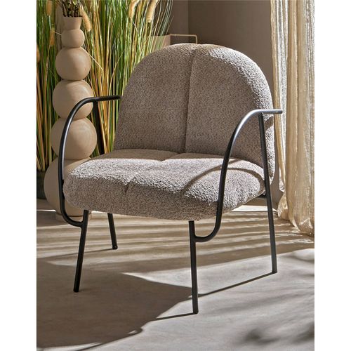 Fauteuil Design Tissu Doux Couleur Taupe Pour Salon Contemporain
