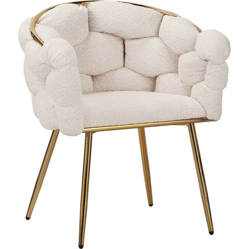 Fauteuil Blanc Bouclette Pieds Or Confort Et Design Moderne
