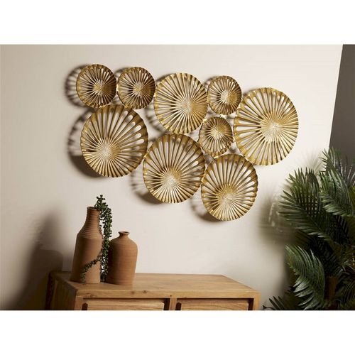 Décoration Murale En Aluminium Cercles Dorés Élégance Artisanale