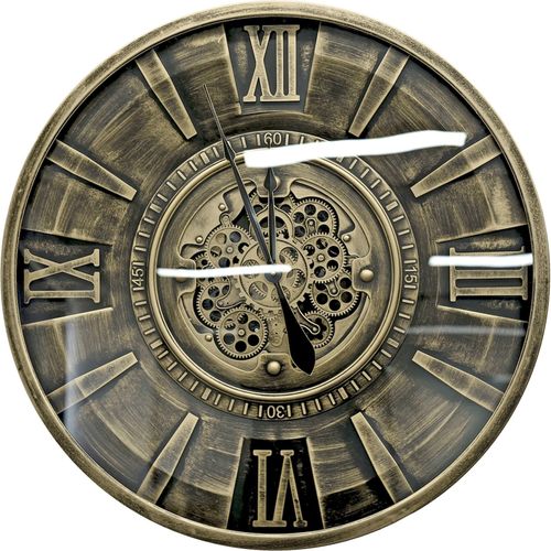 Horloge Murale Mécanisme Apparent Effet Bronze Vieilli