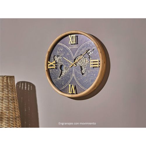 Horloge Murale Décorative En Bois Et Métal Style Hémisphère