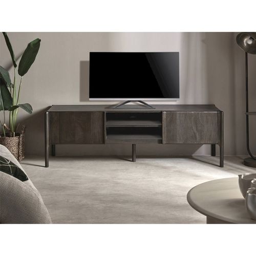 Meuble TV En Bois De Manguier Finition Naturelle Wengué