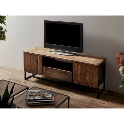 Meuble TV En Bois Recyclé Acacia Et Métal Style Industriel