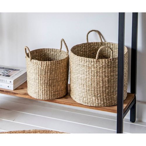 Panier En Fibres Naturelles Avec Anses Fait Main Élégant