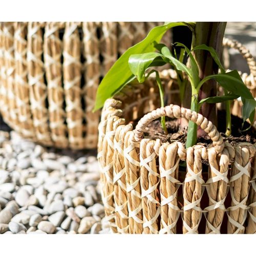 Panier En Jacinthe D Eau Fait Main Déco Naturelle Beige Blanc