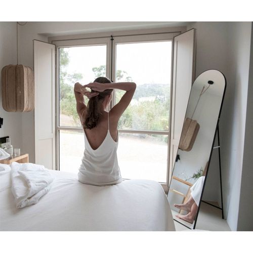 Miroir Sur Pied En Aluminium Noir Design Moderne Pour Chambre