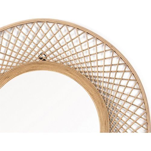 Miroir Mural Rond En Bambou Et Bois Style Naturel Rustique
