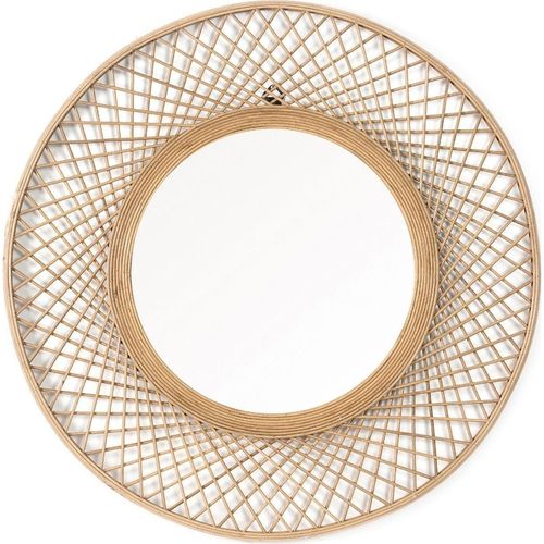 Miroir Mural Rond En Bambou Et Bois Style Naturel Rustique