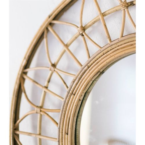 Miroir Mural Ethnique Décoratif En Rotin Et Mdf Naturel