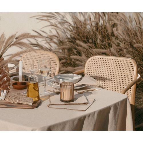 Nappe Beige Éco Responsable En Lin Et Coton Avec Franges