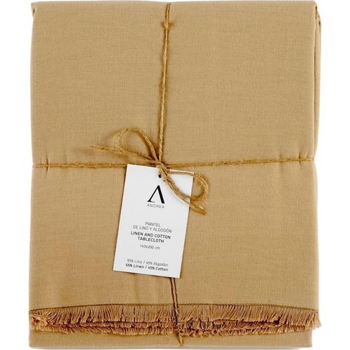 Nappe Beige Éco Responsable En Lin Et Coton Avec Franges