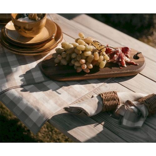 Nappe Vichy Beige En Lin Et Coton Écoresponsable