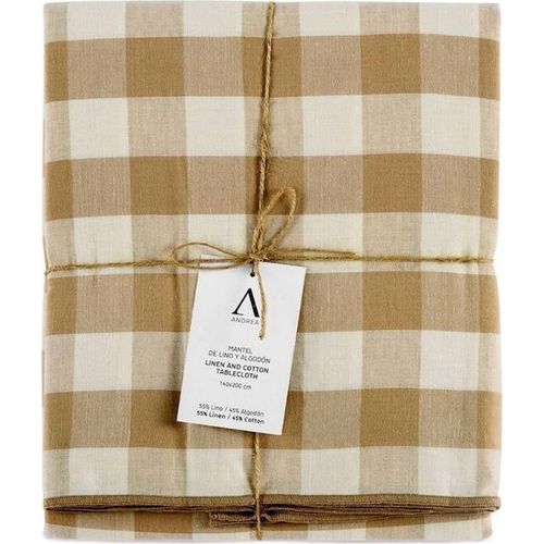 Nappe Vichy Beige En Lin Et Coton Écoresponsable