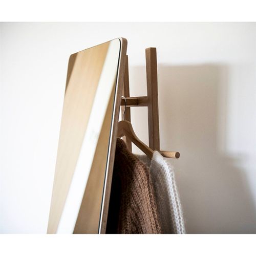 Miroir Sur Pied Nordique Avec Étagère Bois Chêne Naturel