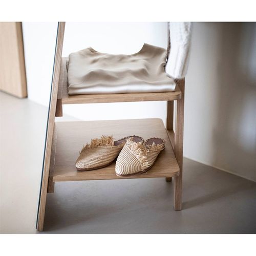 Miroir Sur Pied Nordique Avec Étagère Bois Chêne Naturel