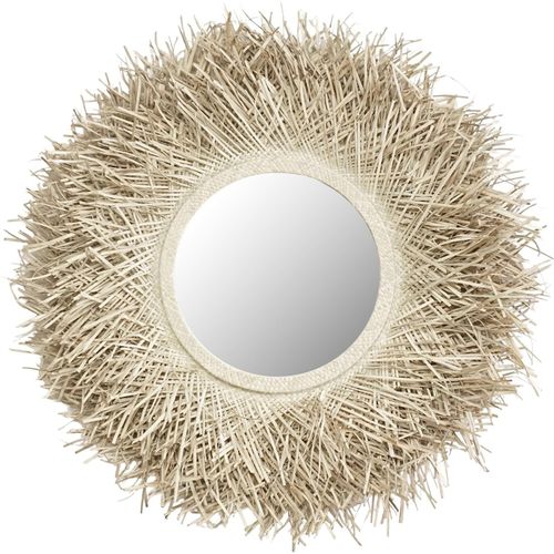 Miroir Mural Décoratif Naturel En Fibre De Pandan Et Verre