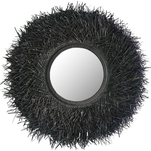 Miroir Mural Décoratif Noir En Fibre De Pandan Élégant
