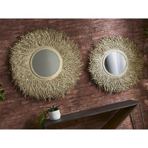 Miroir Mural Décoratif En Fibre Naturelle Pandan