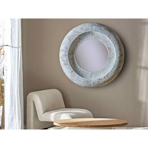 Miroir Mural Décoratif Blanc Et Doré Effet Jaspe Élégant