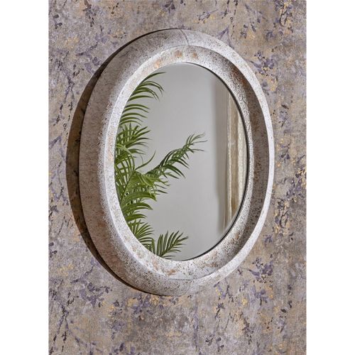 Miroir Mural Ovale Métal Blanc Effet Or Pour Décoration Élégante