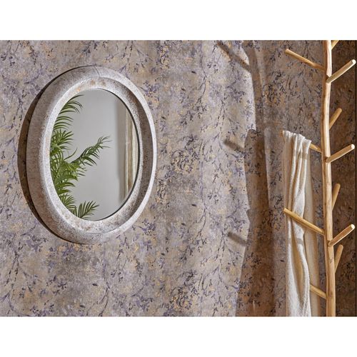 Miroir Mural Ovale Métal Blanc Effet Or Pour Décoration Élégante