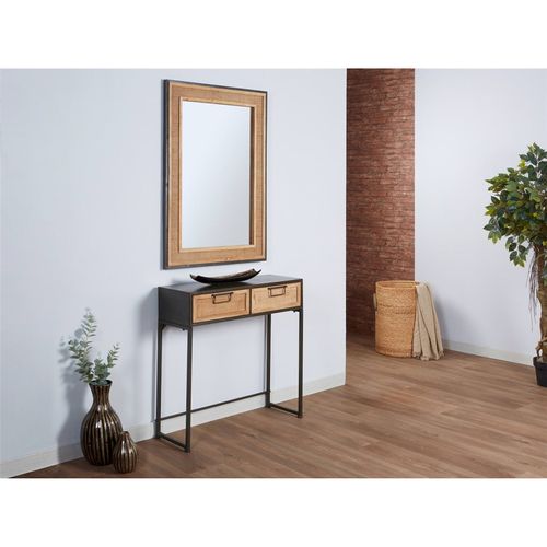 Miroir Mural Naturel Bois Métal Et Rotin Ambiance Chaleureuse