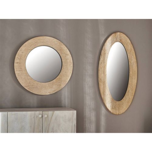 Miroir Rond Effet Travertin Style Naturel Pour Intérieur Élégant