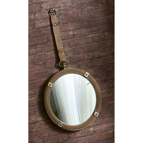 Miroir Mural Décoratif Métal Et Polipiel Marron Élégant