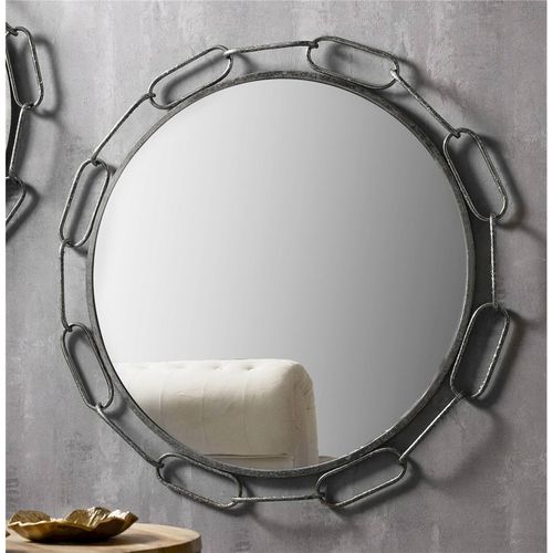 Miroir Mural Design Chaîne Métal Argenté Pour Décoration Élégante