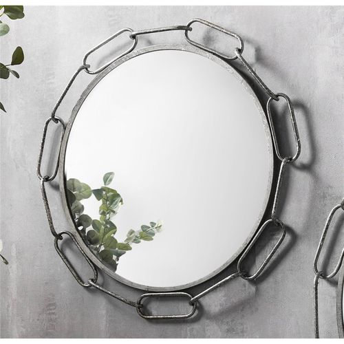 Miroir Mural Chaîne Métal Argenté Design Décoratif