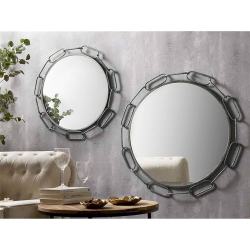Miroir Mural Chaîne Métal Argenté Design Décoratif