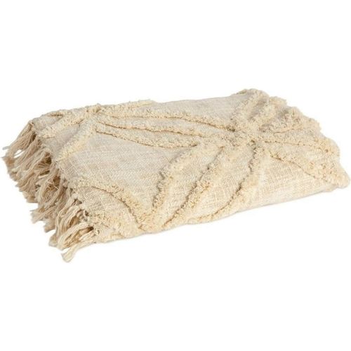 Plaid Coton Beige Doux Pour Lit Ambiance Chaleureuse