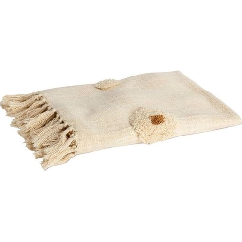 Plaid Coton Beige à Franges Douceur Naturelle Pour Salon Cosy