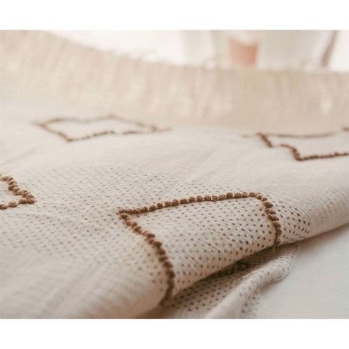 Plaid Coton Beige Doux à Motifs Pour Salon Cosy