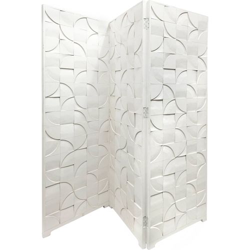 Paravent Décoratif Blanc Sculpté En Relief Profond Pour Intérieur
