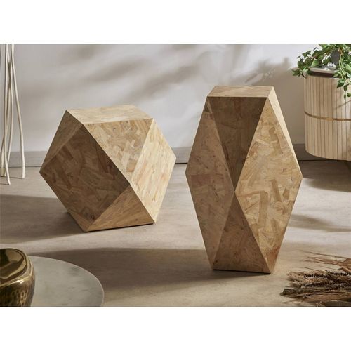 Table Basse Géométrique En Bois Naturel Style Moderne